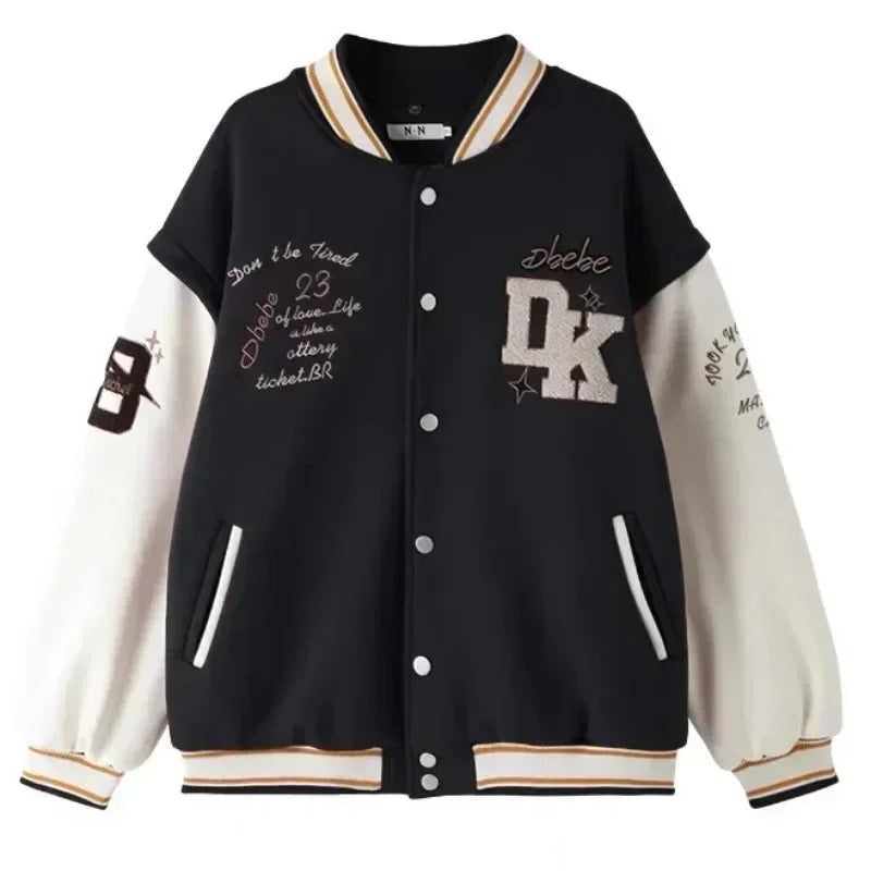 American Street Pop Letter Flocking Embroidery Jacket and Coat Men Harajuku Y2K New Loose Baseball Uniform Couple Casual Jacket