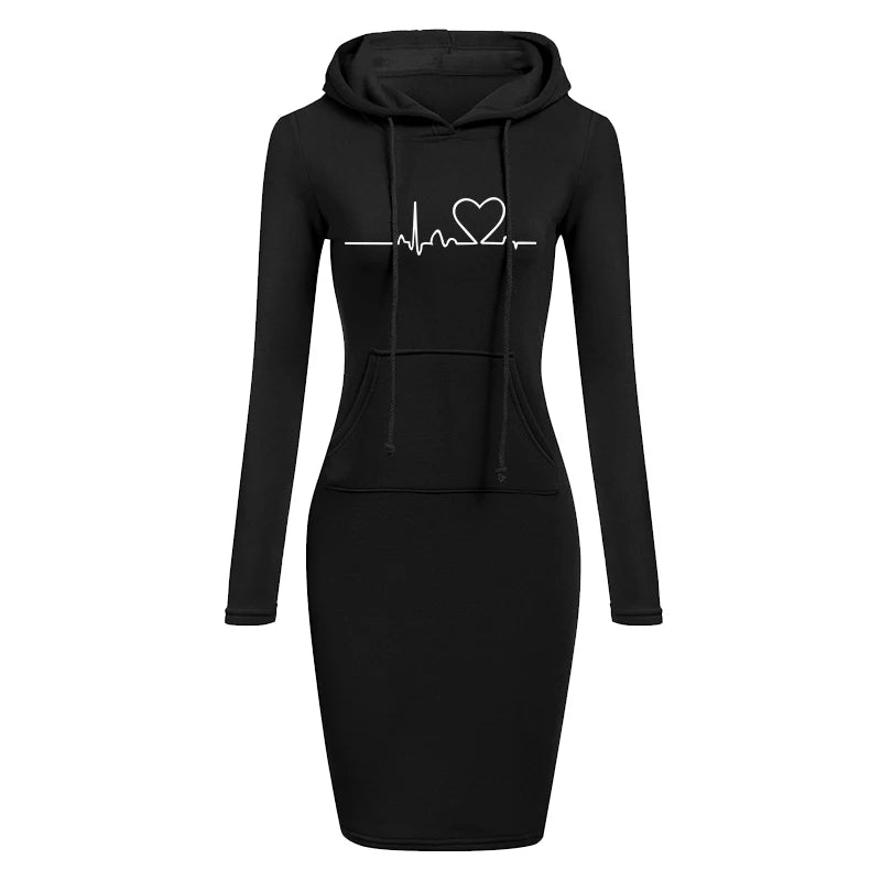 Long Sleeve Hoodie Dress Slim Fit Pullovers Sweatshirt