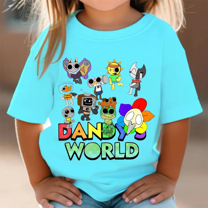 Dandy's World Print T Shirt For Kids Boy 2025 New Fashion Dandys World Anime Short Sleeve Tshirt Y2k Tops Toddler Girls Clothes