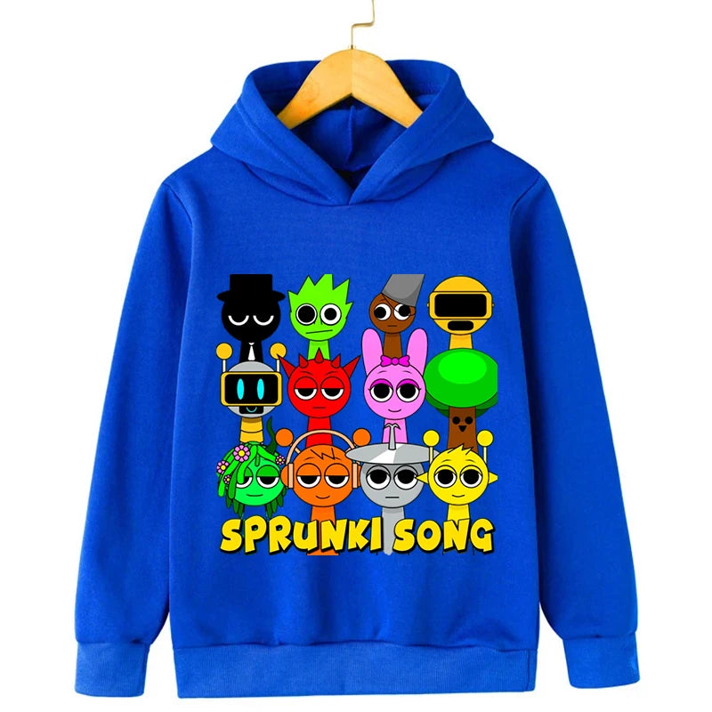 Sprunki Cartoon Game Hoodie for Boys Girls Autumn Long Sleeve Harajuku Sweatshirts Casual Hooded Tops Anime Hoodie Kids Clothes