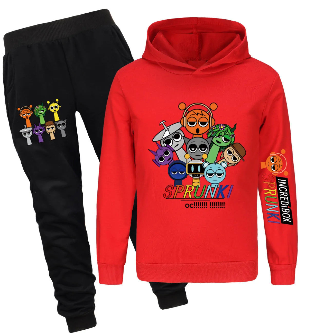 Sprunki Cartoon Clothes Kids Game Incredibox Jumper Boys Fashion Long Sleeve Sweatshirts+ Pants 2pcs Suits Toddler Girls Outfits