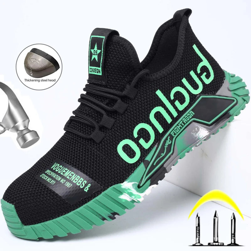 Work Sneakers Men Women Work Shoes With Steel Toe Indestructible Safety Shoes Men Puncture-Proof Work Safety Boots Lightweight