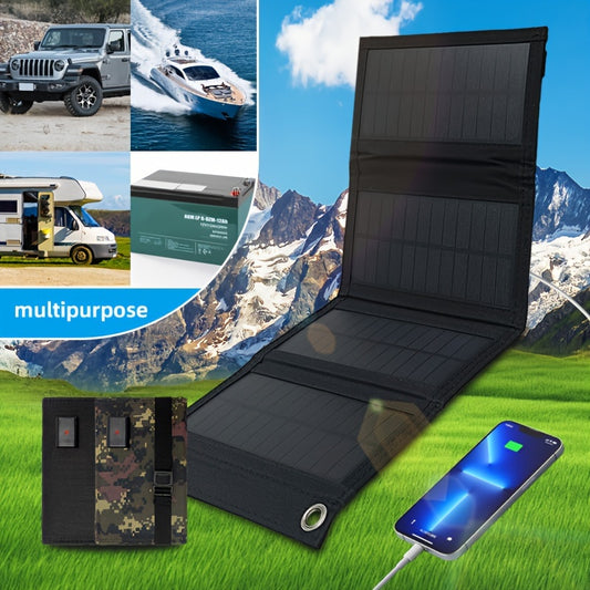 30W Portable Solar Charger Panel With 8W Usb Output - Foldable & Durable For Outdoor Camping, Hiking, Car & Boat Emergency Power Solar Panel Charger Solar Battery Charger