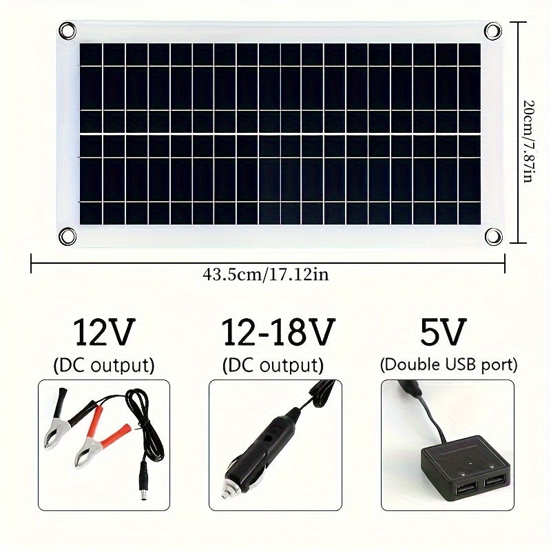 100A Portable Solar Charger Kit With Usb - 12V-18V-24V Dc, Dual Power For Camping, Hiking, Car, Boat, Phone & Watch