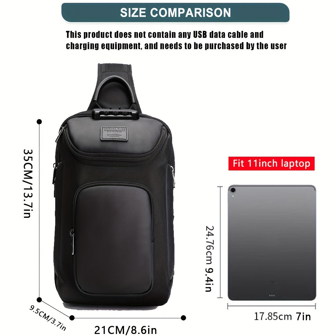 Anti-theft Sling Chest Bag With Password Lock, Men's Crossbody Bag