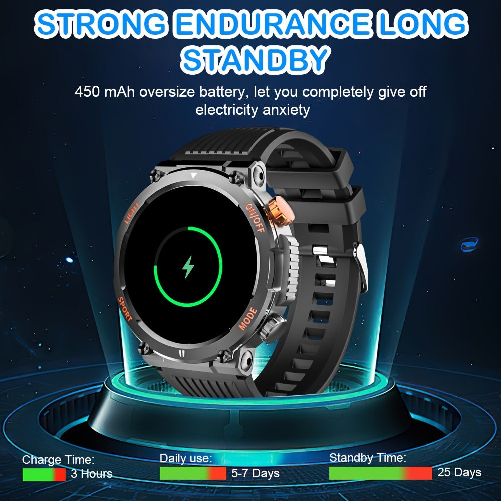 Outdoor Sports Smartwatch For Men (answering/making Calls), The Latest Android IPhone Wireless Tactical Smartwatch From 2023, Sturdy And Durable Outdoor Fitness Tracker, AI Voice/pedometer/sleep 450 MAh Battery