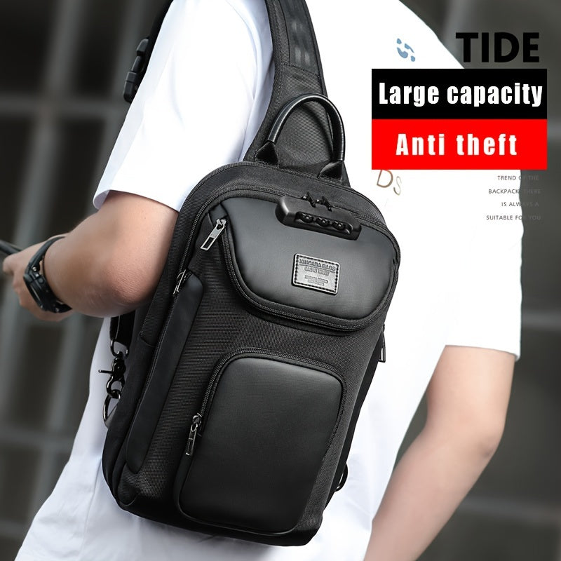 Anti-theft Sling Chest Bag With Password Lock, Men's Crossbody Bag