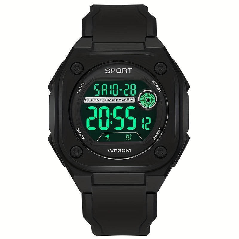 Multifunctional Electronic Watch For Teenagers, Square Timing Luminous Watch, Outdoor Sports Waterproof Electronic Watch