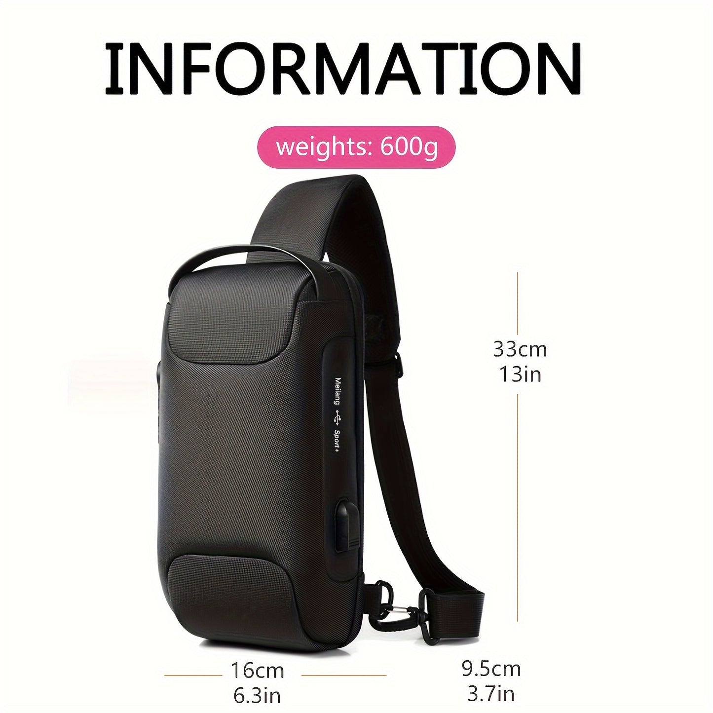 Men's Waterproof Shoulder Bag, With Password Lock, Crossbody Leisure Men's Shoulder Bag