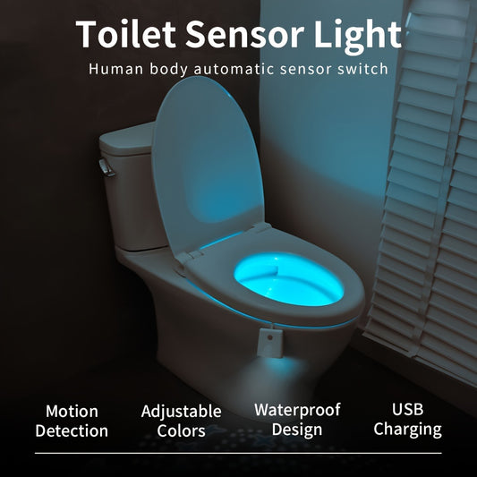 KYOEON Toilet Night Light Motion Sensor LED Projection Light With Star Projection Function, Light Induction Bright Lights, LED Lights Can Be Seven Color Gradient And Fixed Color Optional, Suitable For Bathroom