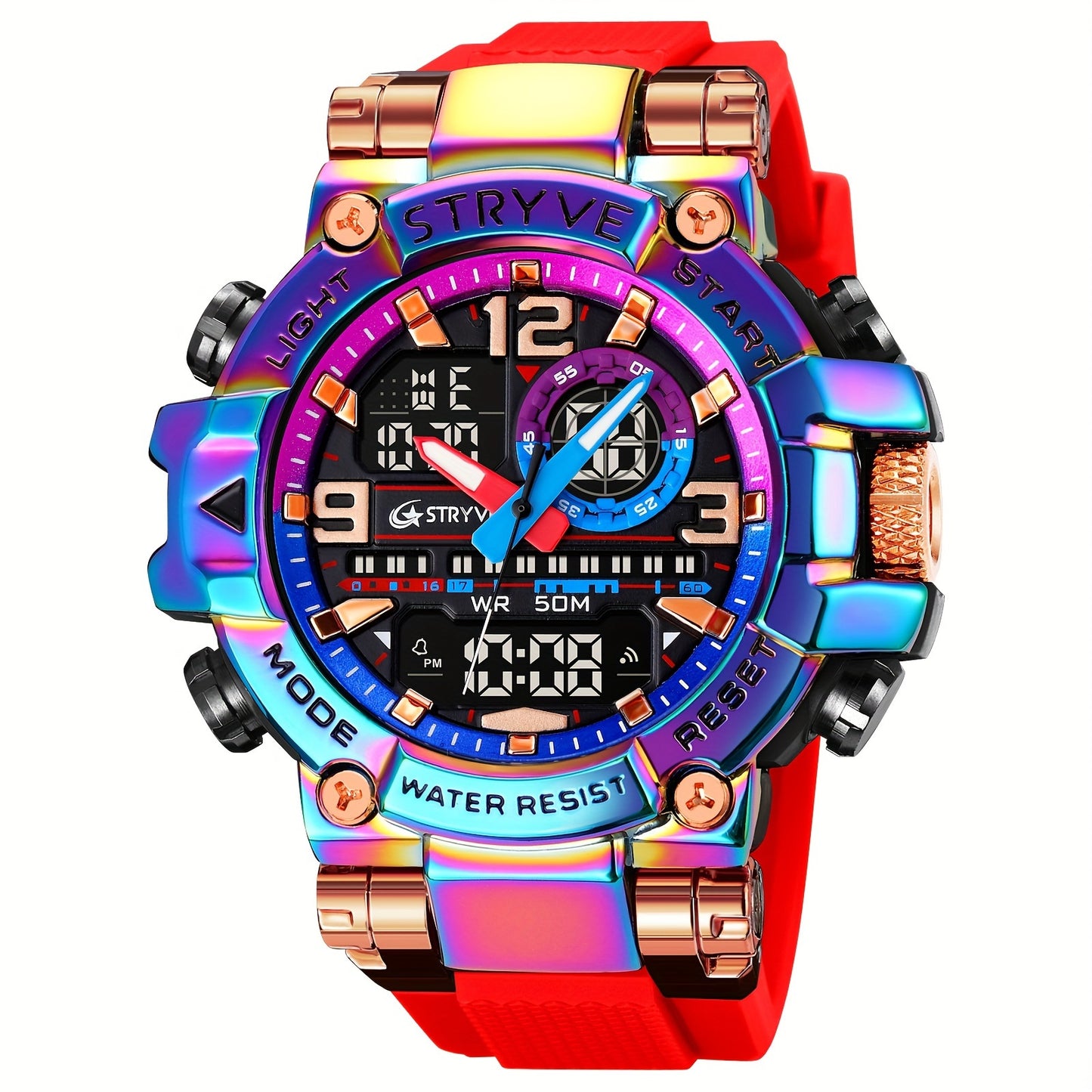 STRYVE Digital-Analog Dual Movement Waterproof Watches, Fashion Sports Wrist Watch