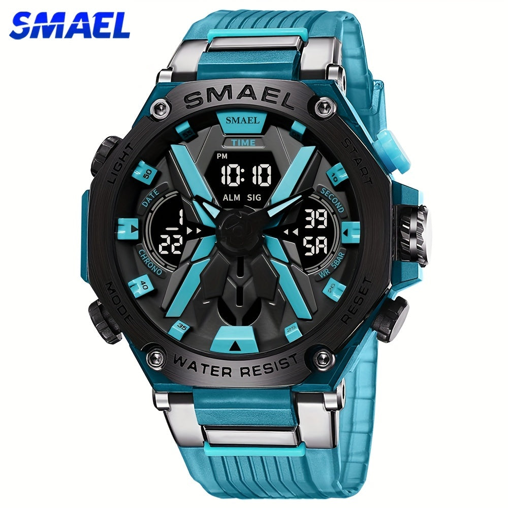 SMAEL Fashion Alloy Sports Quartz Watch med LED-baggrundslys Glød Digital Analog Armbåndsur, Udendørs Sport Vandtæt Ur, Ideelt valg til gaver