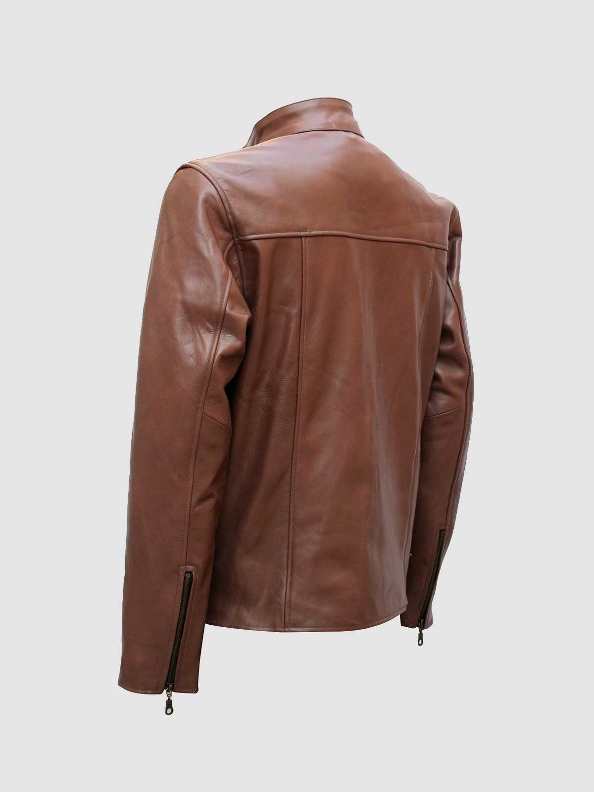 Men's Elegant Brown Fashion Leather Jacket-1