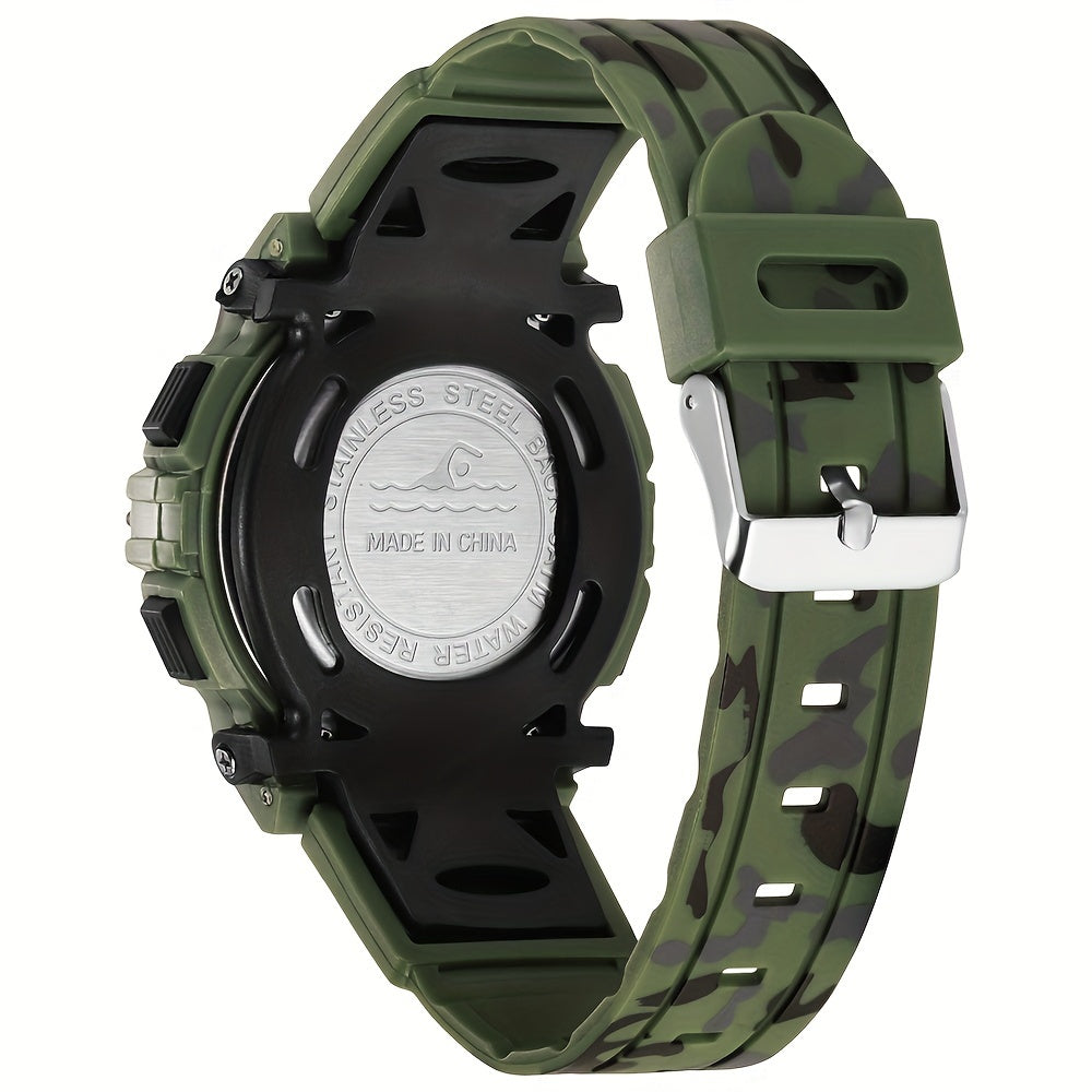 SYNOKE Camouflage Green Sports elektronisk digitalur, vandtæt multifunktionsur