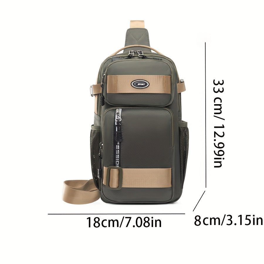 1pc Men's New Chest Bag, Casual Short-distance Travel Multifunctional Business Commuting Large Capacity Crossbody Bag