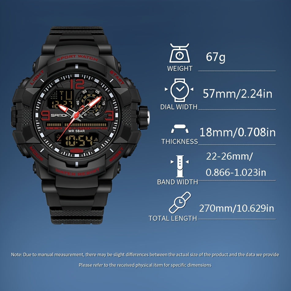 Brand Sports Men's Watch,  Waterproof Watch For Men Clock, Alarm Clock Stopwatch Day Weeks Multi-functional Luminous Wrist Watch, Ideal Choice For Gifts