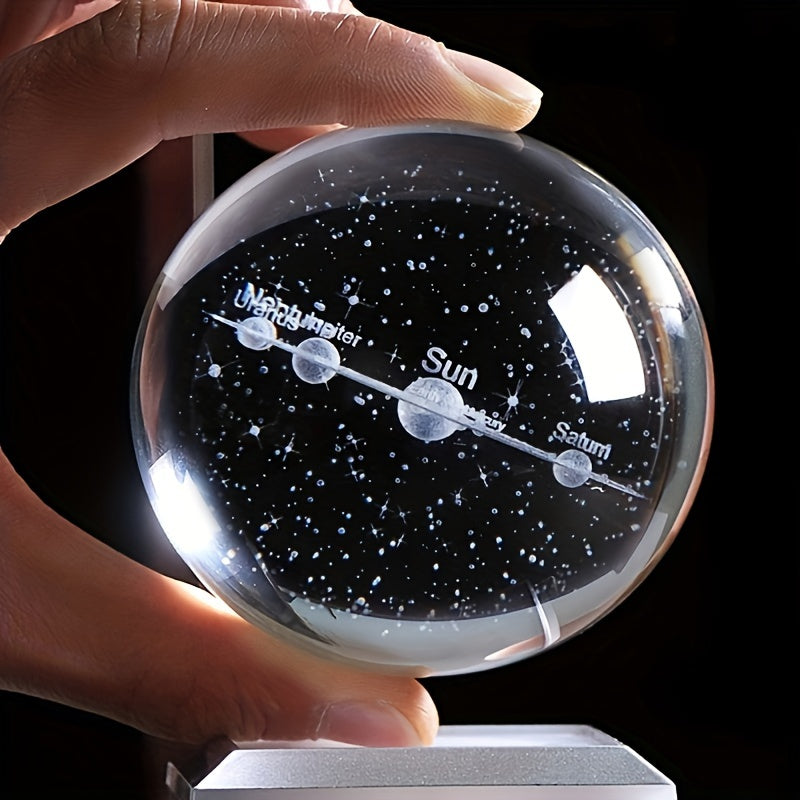 1pc, Small 3D Solar System Crystal Ball With Color Changing Base