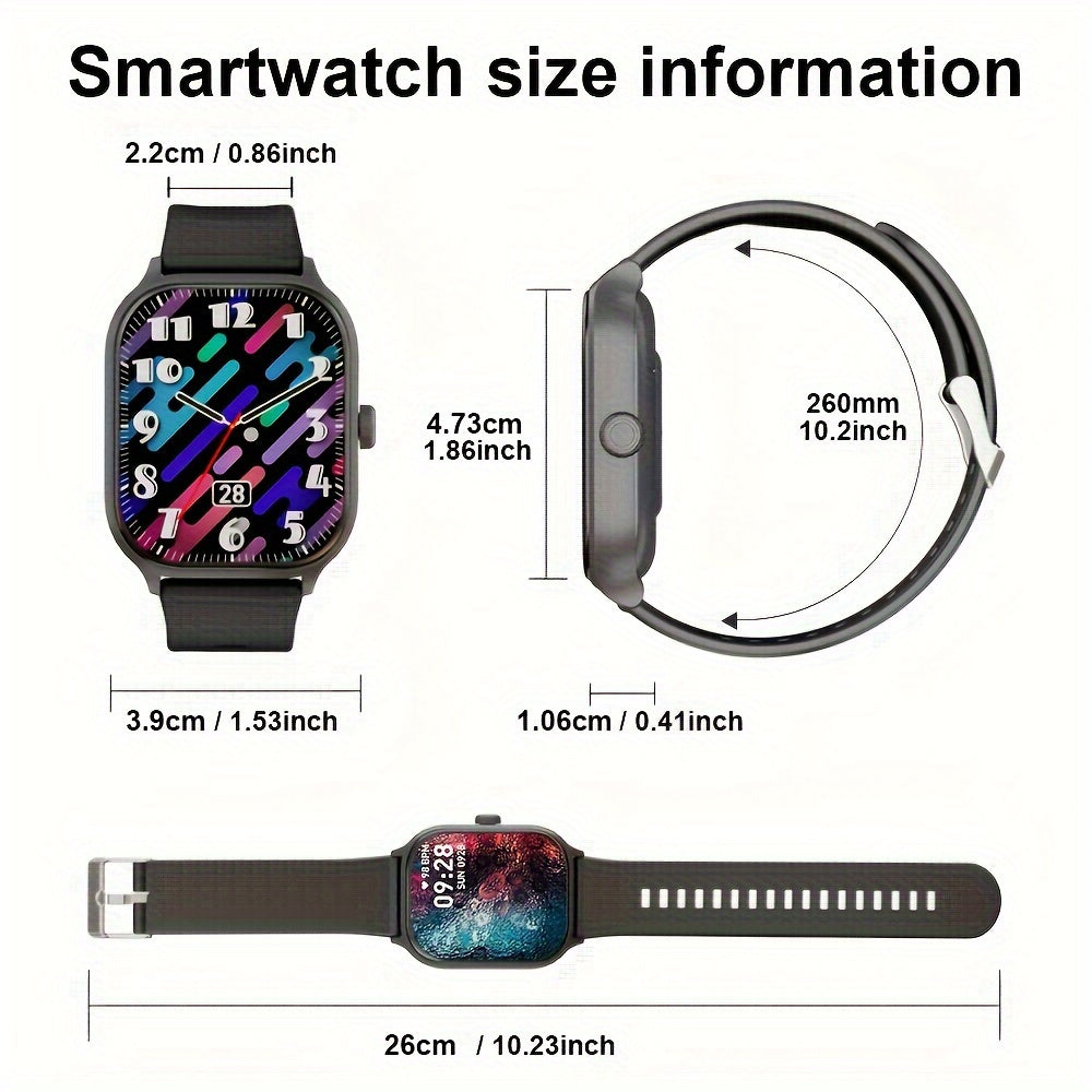 5.11 Cm Full Touch Screen Smartwatch With Text And Call Capabilities, Fitness Tracking Watch, Exercise Mode, Pedometer, Game, 100+ Exercise Modes Smart Watch For Android/IPhone