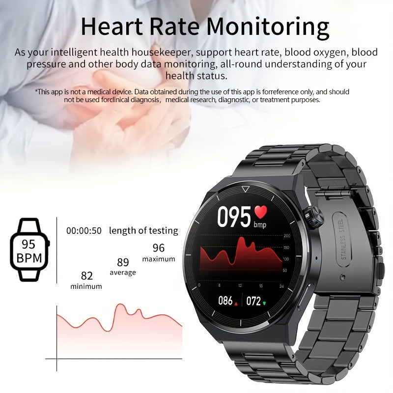 LIGE Men's Sports Smartwatch, Sleep Monitoring, Message Reminder, High-definition Screen, Wireless Call Multifunctional Waterproof Watch