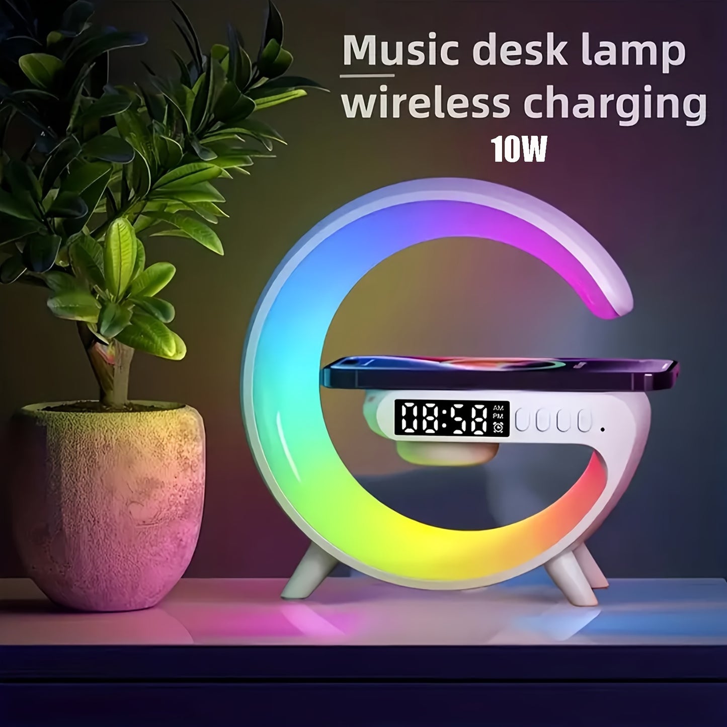 Wireless Charging Speaker With Large G Atmosphere Lamp, Perfect For Parties, Listening To Music, And Connecting To Your Phone For High-quality Sound.