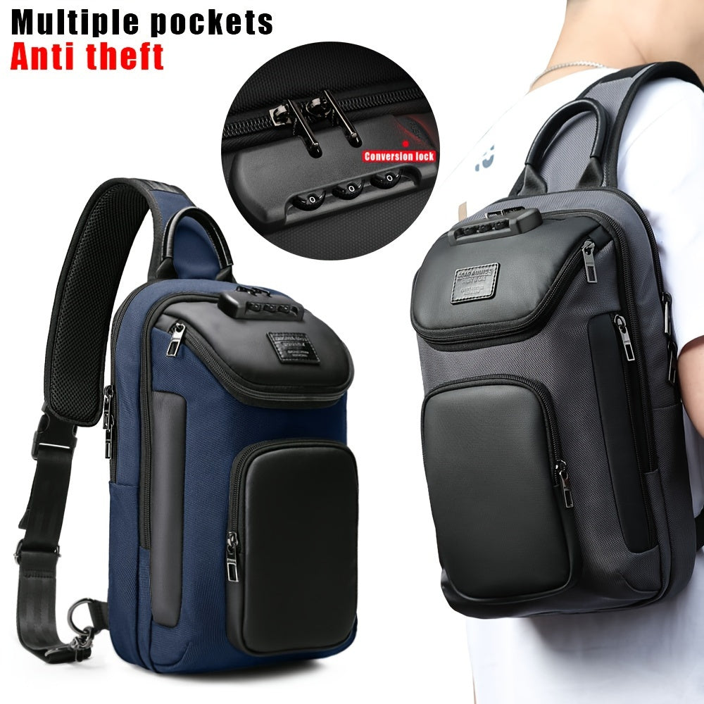 Anti-theft Sling Chest Bag With Password Lock, Men's Crossbody Bag