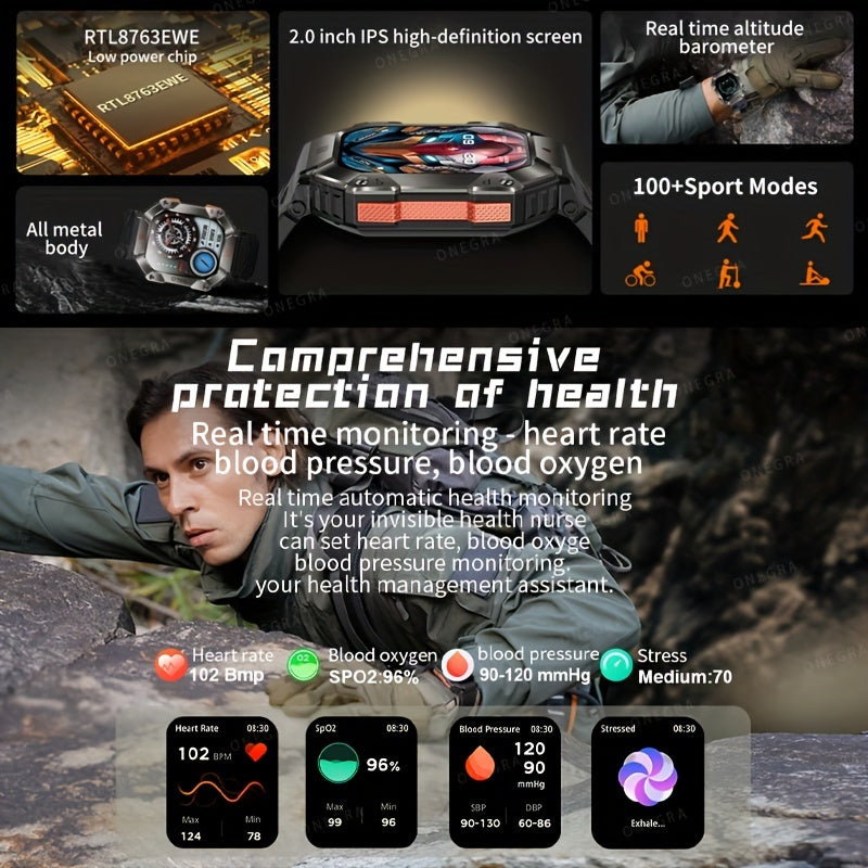 ONEGRA Sports Smart Watch For Women Men, Waterproof Fitness Watches With AI Voice Wireless Call