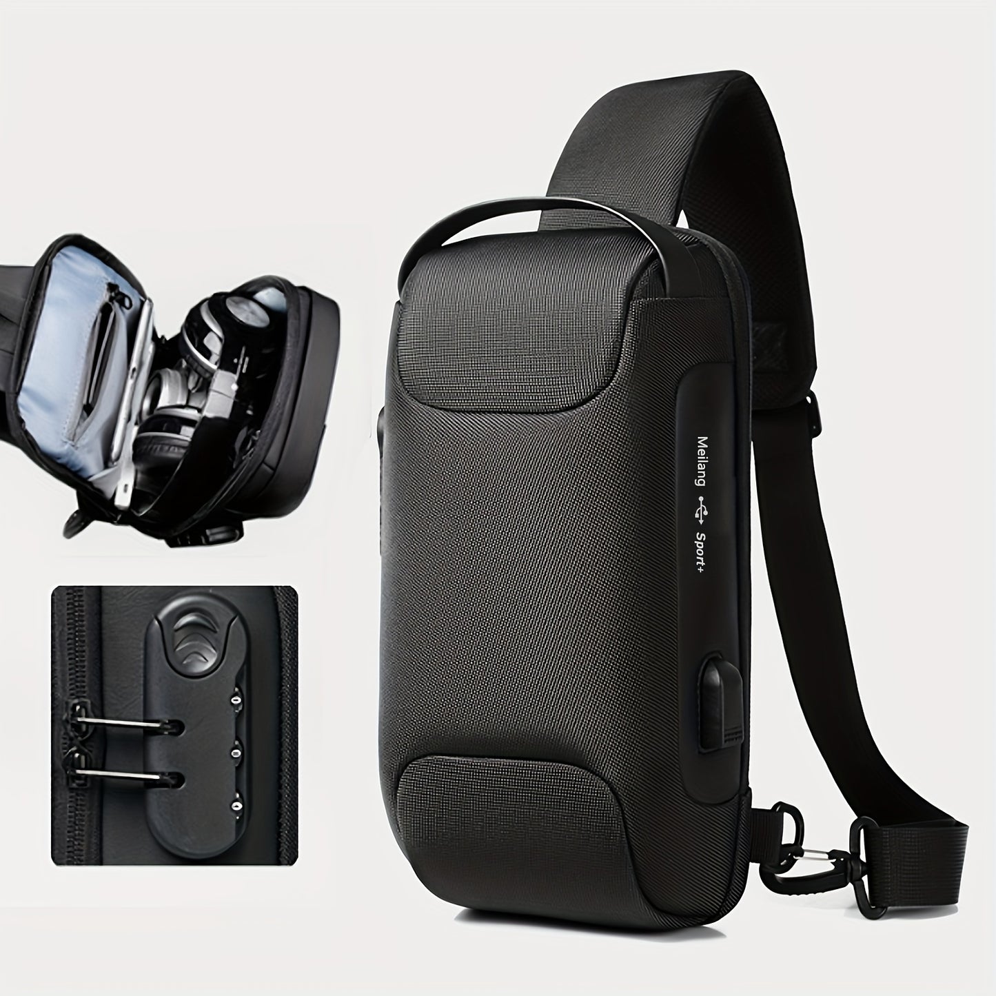 Men's Waterproof Shoulder Bag, With Password Lock, Crossbody Leisure Men's Shoulder Bag