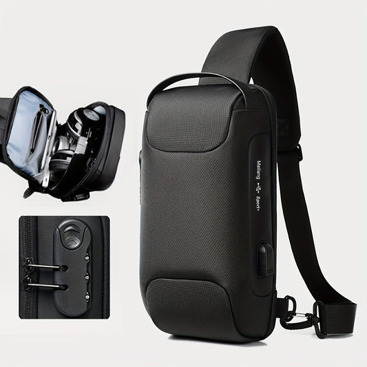 Men's Waterproof Shoulder Bag, With Password Lock, Crossbody Leisure Men's Shoulder Bag