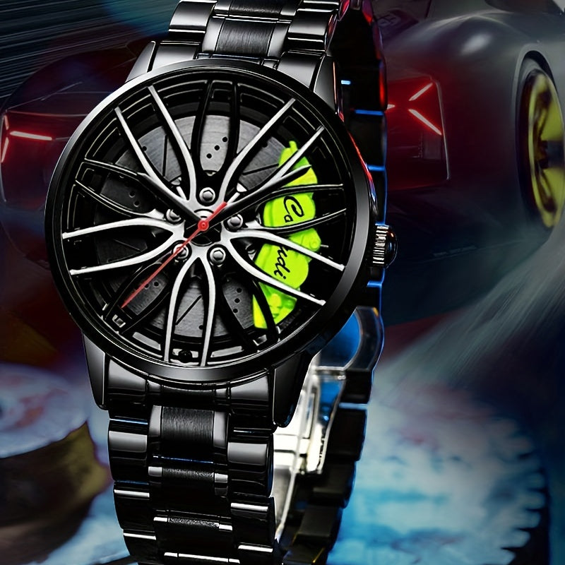 Fashion Car Wheel Watch, mænds tredimensionelle hule armbåndsur, ideelt valg til gaver