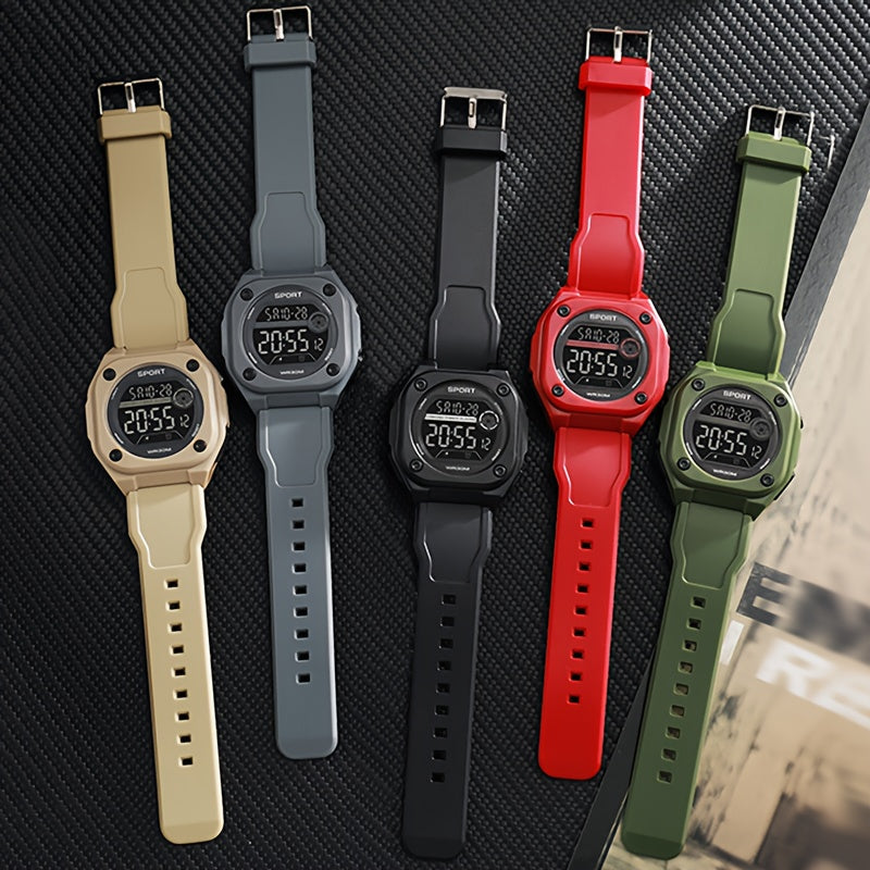 Multifunctional Electronic Watch For Teenagers, Square Timing Luminous Watch, Outdoor Sports Waterproof Electronic Watch