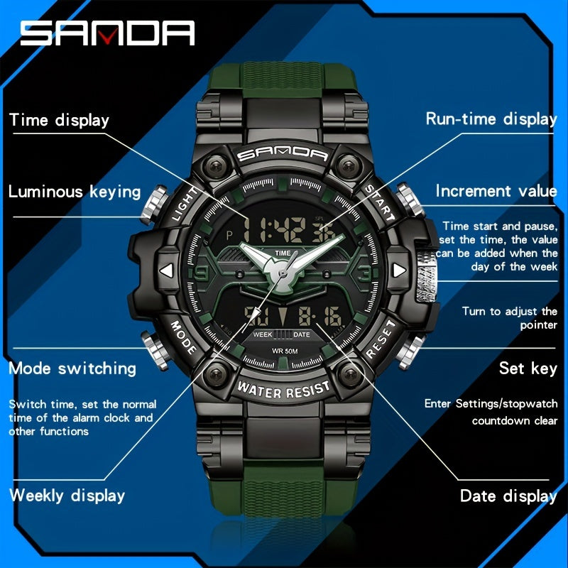 Men's Sports Watches, G-Style Digital Waterproof Large Dial LED Quartz Sport Watch, Men's Accessories