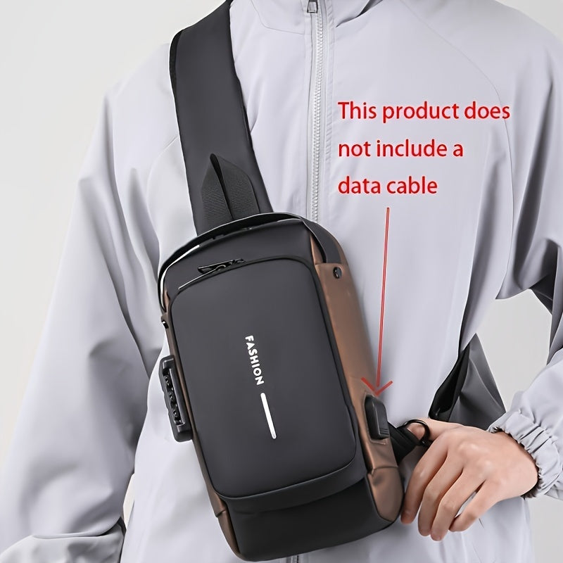 1pc Fashion Versatile Chest Bag With Password Lock, Men's Casual Crossbody Bag