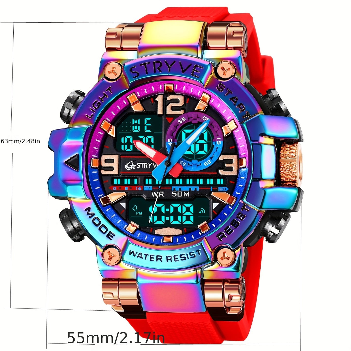 STRYVE Digital-Analog Dual Movement Waterproof Watches, Fashion Sports Wrist Watch