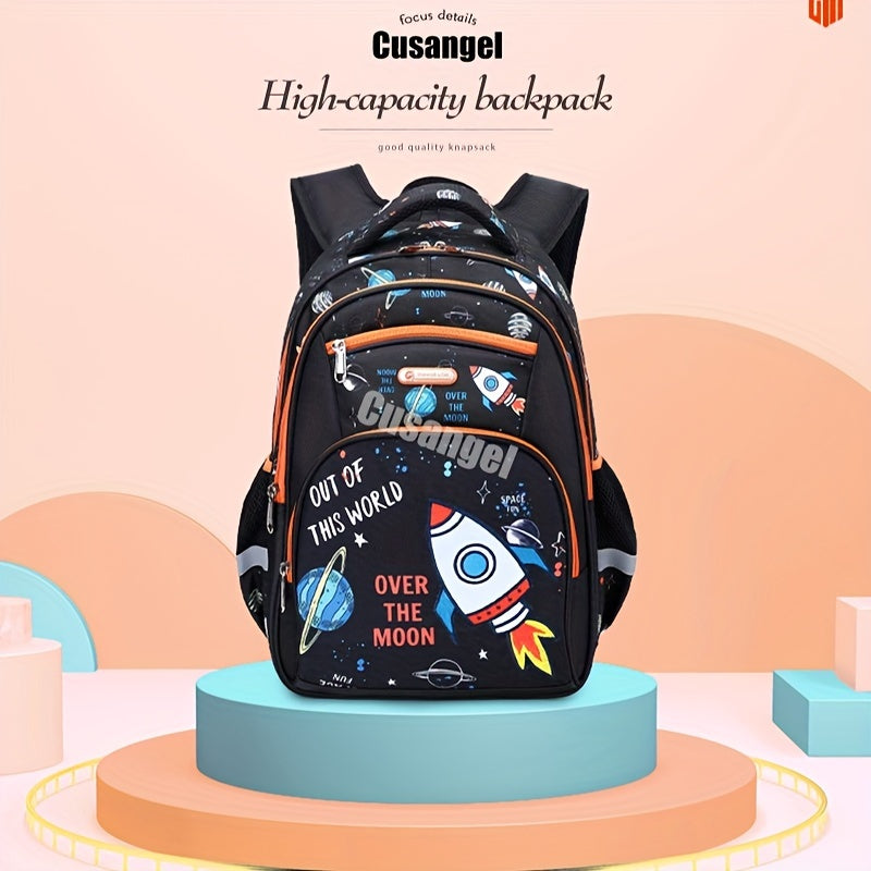 Children's Backpack Lightweight Cute Cartoon Student School Bag For Aged 6-12 Kids Preschool Elementary Backpack Astronaut Mermaid Pattern Large Capacity Backpacks