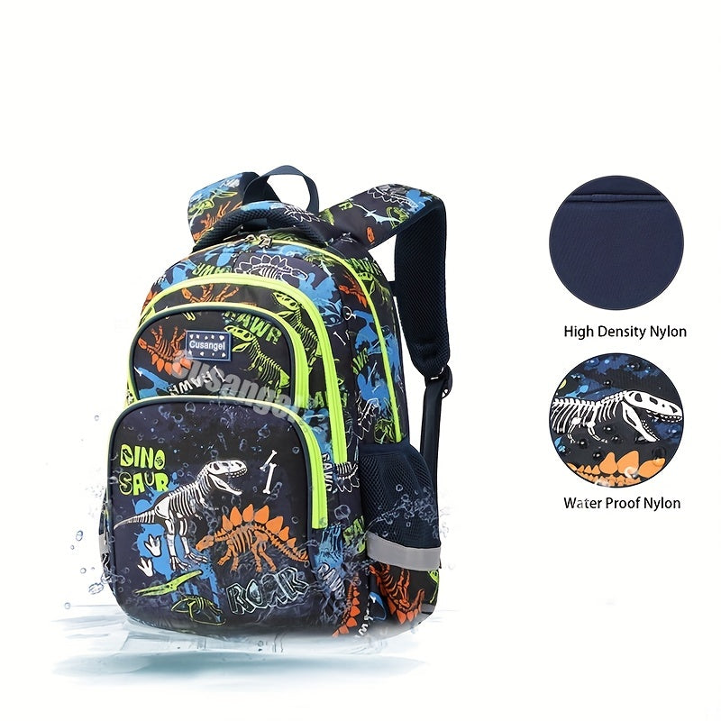 3pcs Luminous Dinosaur Backpack Set, Durable Spine Protection Schoolbag With Pencil Case Lunch Insulation Bag