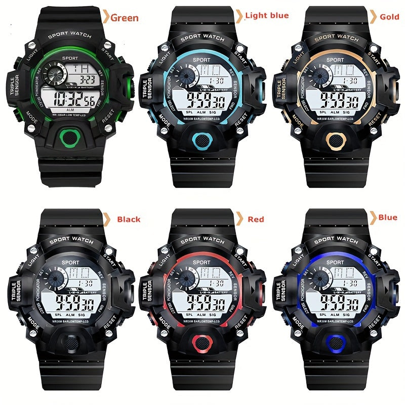 Trendy And Fashionable Men's Multi-functional Electronic Watch, With Luminous Display, Stopwatch, Date, Perfect Gift