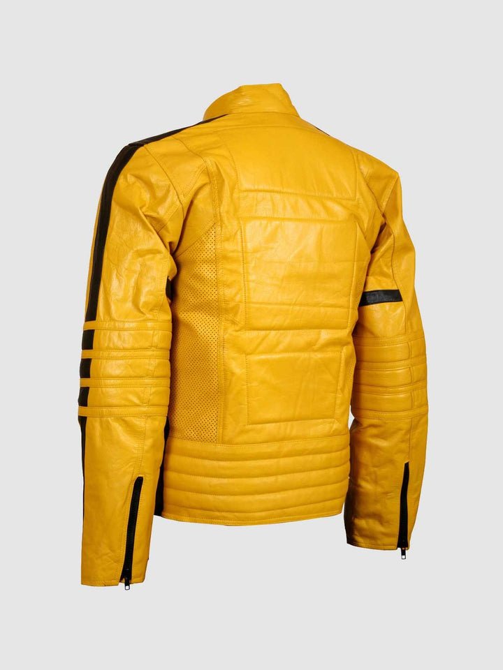 Size M Yellow Motorcycle Leather Jacket-0