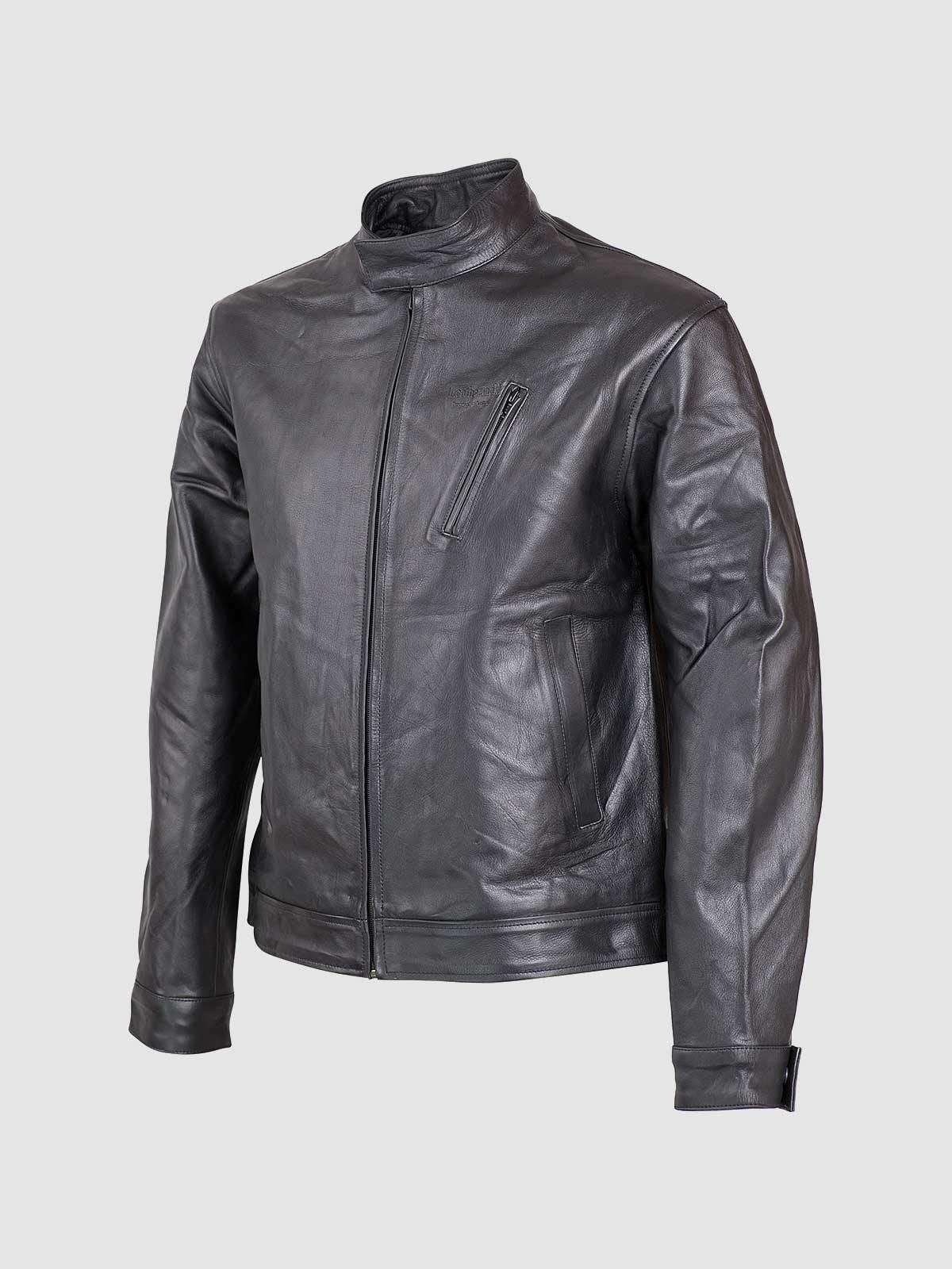 Minimal Tan Biker Leather Jacket-1