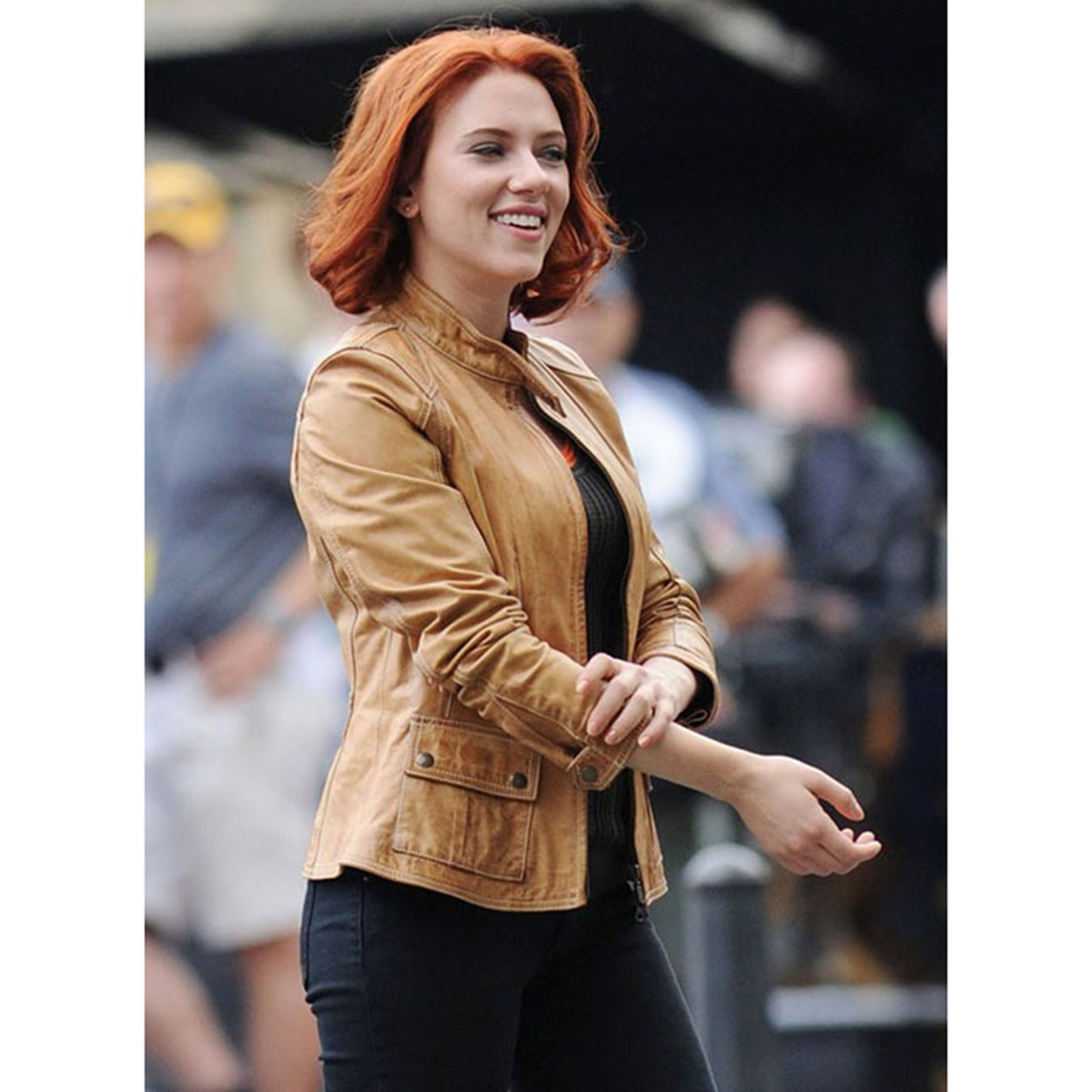 Scarlett Johansson The Avengers Leather Jacket Tan-2