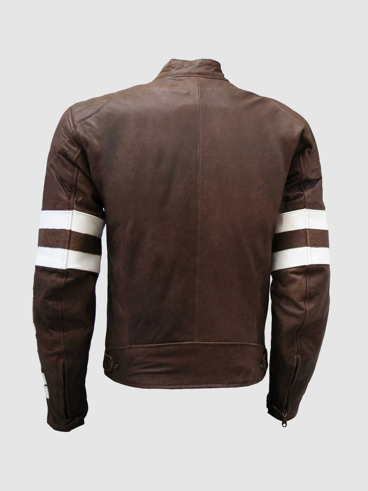 Unique Vintage Look Distressed Men Brown Leather Jacket-1