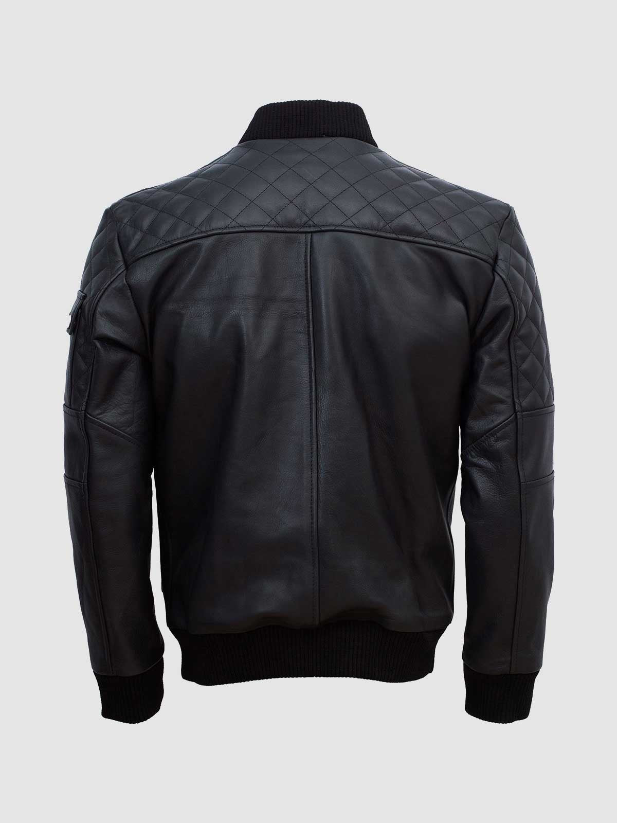 Work Wear Black Bomber Leather Jacket- Lavoro-1